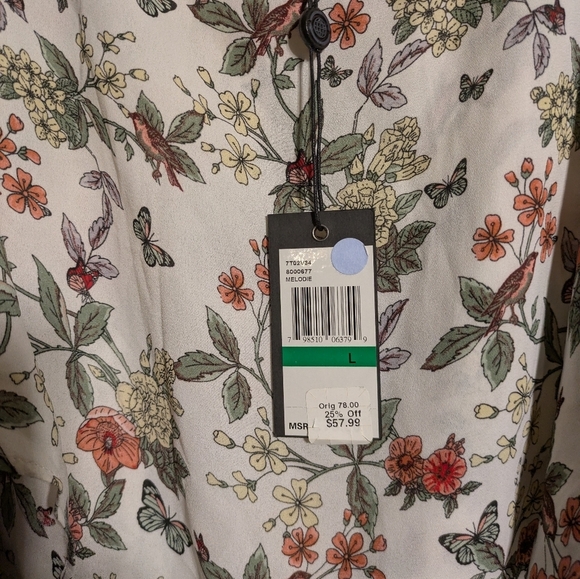 max Studio Floral Cold Shoulder Top Size Large Nwt - Picture 4 of 7